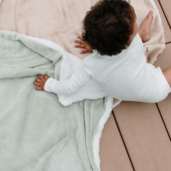 Couverture Bi-matière 75 x 100 cm - vert / écru