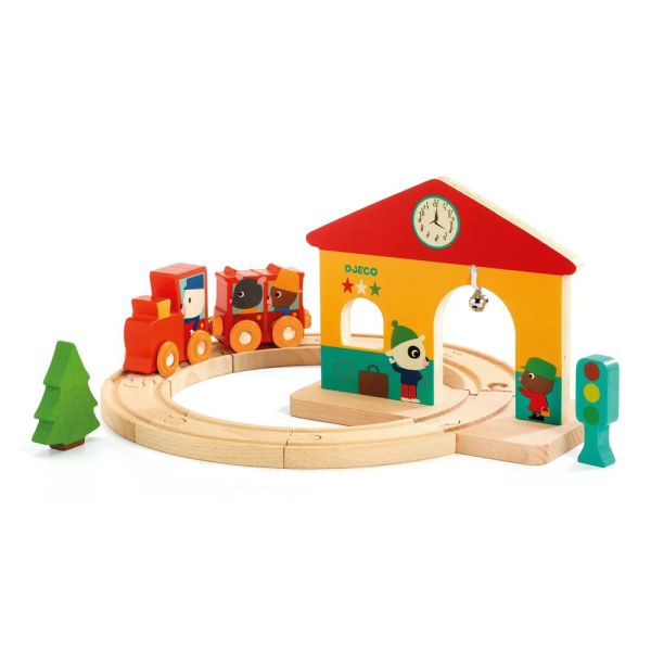 Minitrain avec circuit en bois