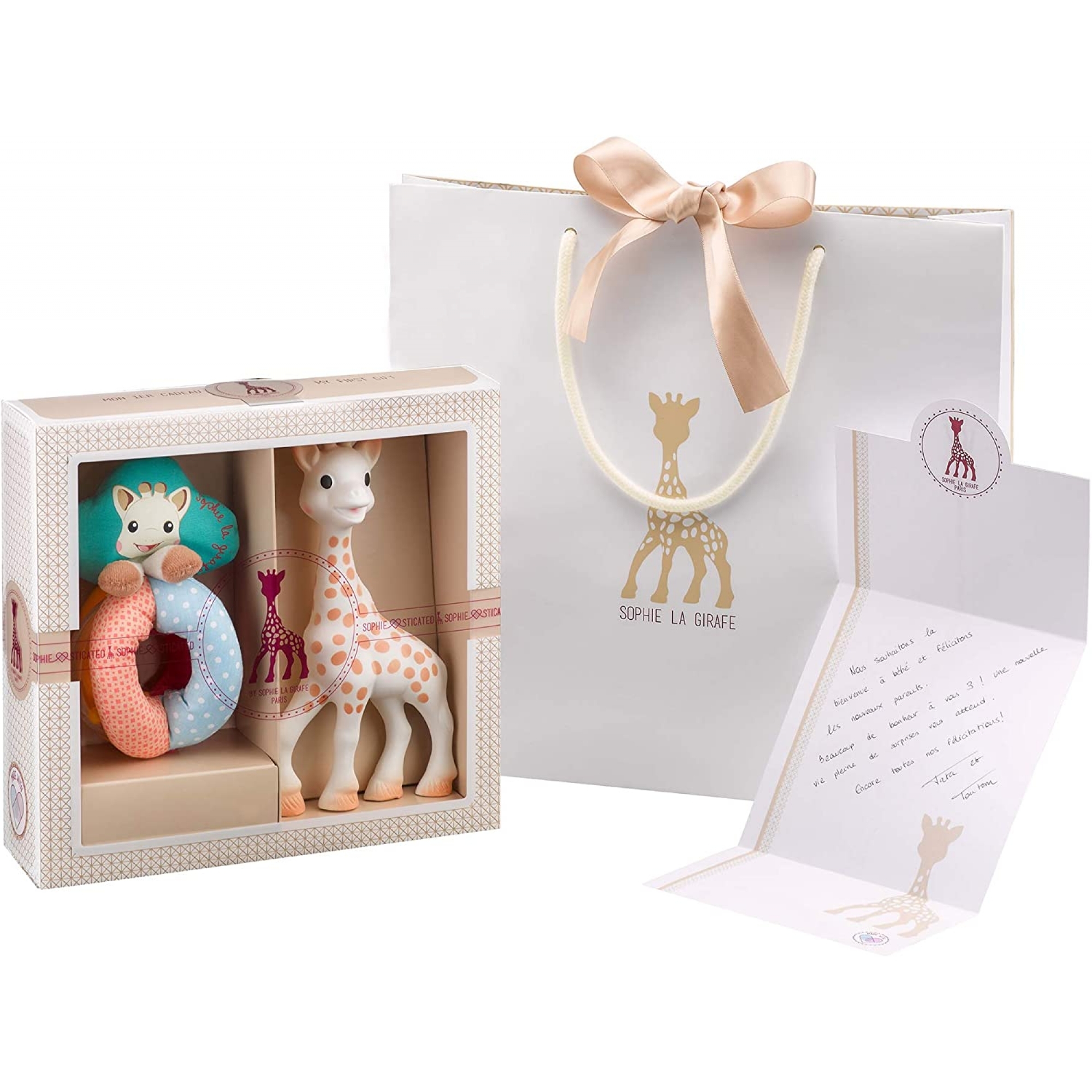 Coffret naissance prêt à offrir Sophie la girafe, hochet billes et