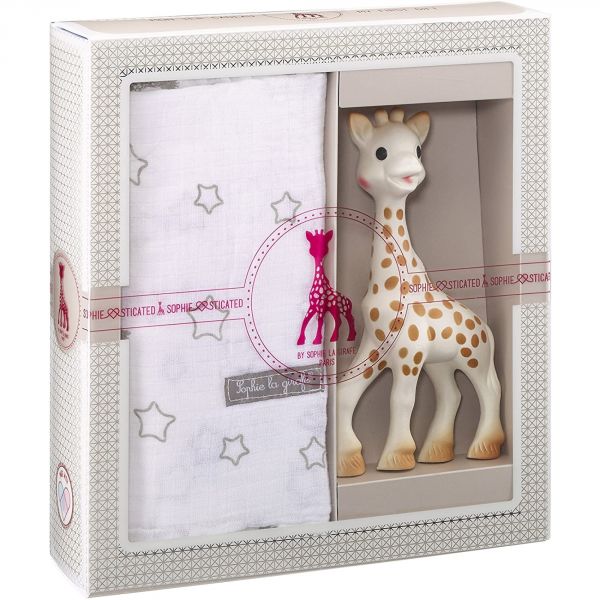 Coffret Sophie la girafe et lange 120 x 120 cm