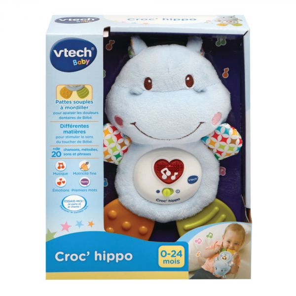 Peluche musicale Croc'hippo bleu