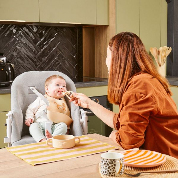 Cuillère de dentition 2 en 1 bébé silicone beige