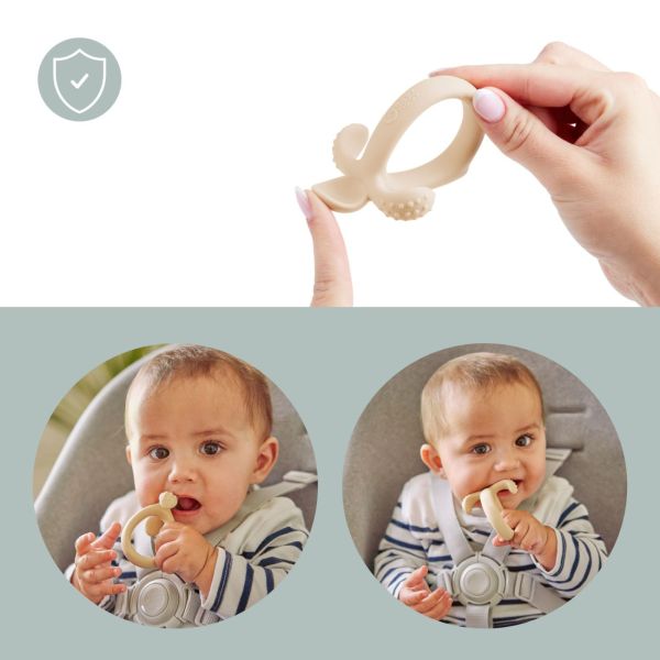 Cuillère de dentition 2 en 1 bébé silicone beige