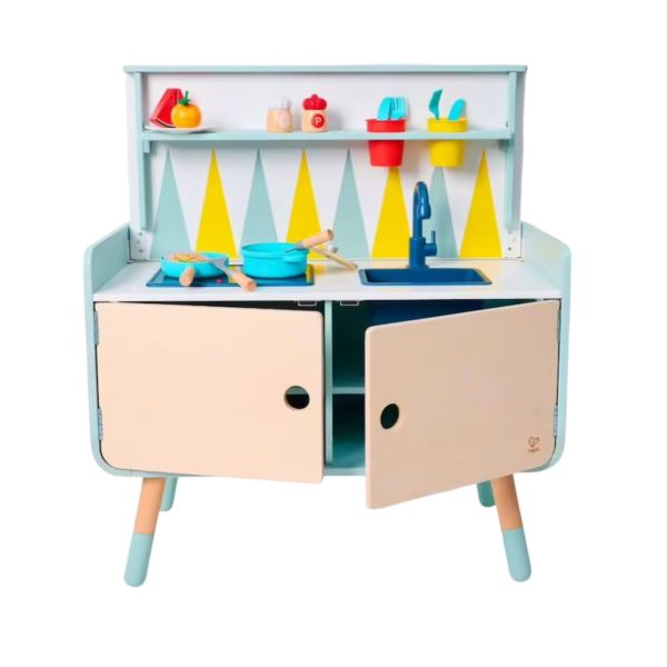 Cuisine équipée pour enfant - meuble bas 2 en 1 en bois