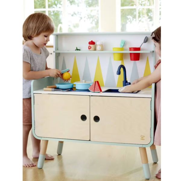 Cuisine équipée pour enfant - meuble bas 2 en 1 en bois