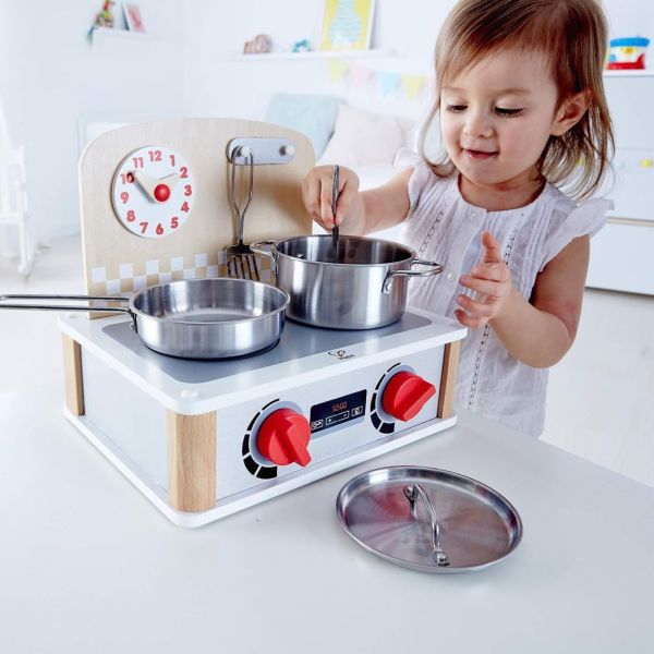 Cuisinière barbecue grill 2-en-1 pour enfant en bois