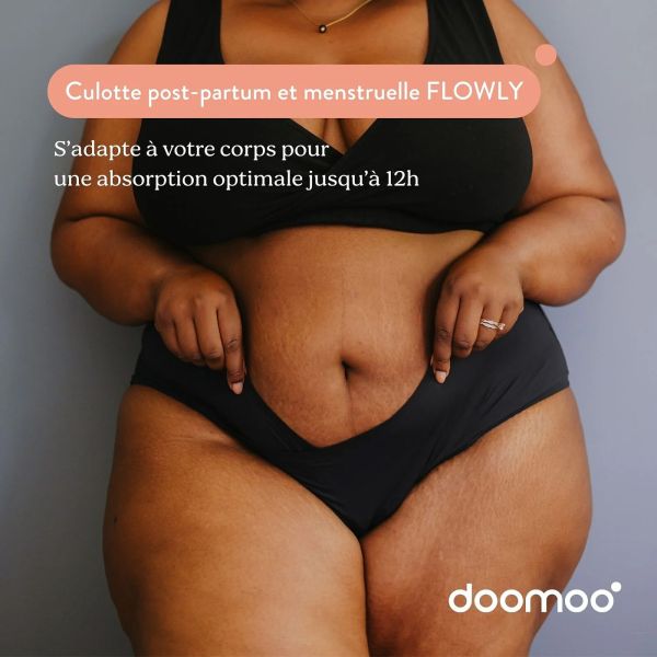 Culotte post partum et menstruelle Flowly Black 3XL/4XL/5XL