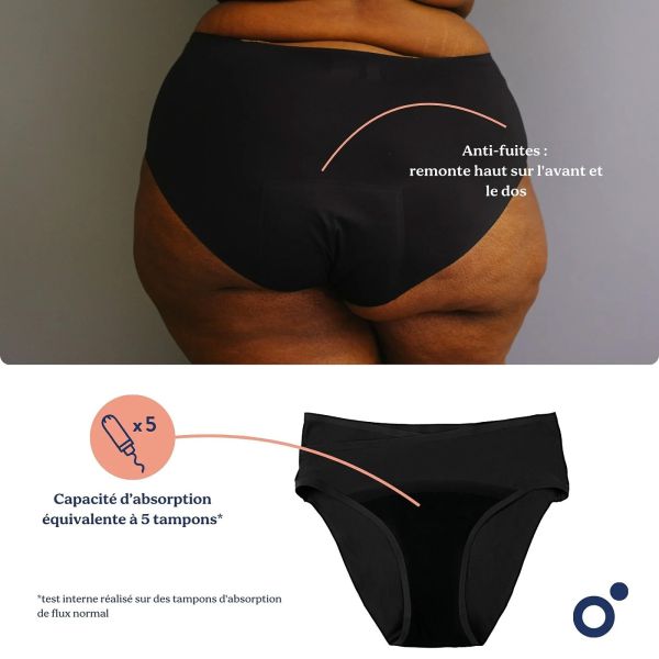 Culotte post partum et menstruelle Flowly Black 3XL/4XL/5XL