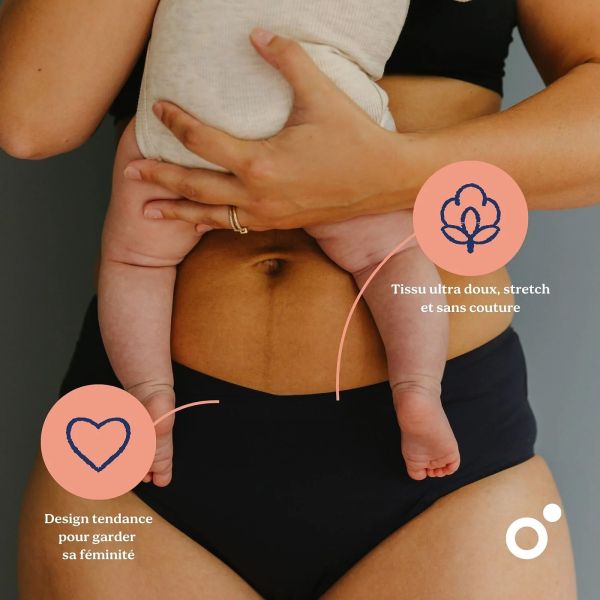 Culotte post partum et menstruelle Flowly Black L/XL/XXL