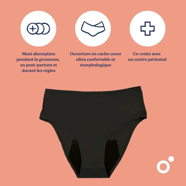 Culotte post partum et menstruelle Flowly Black XS/S/M