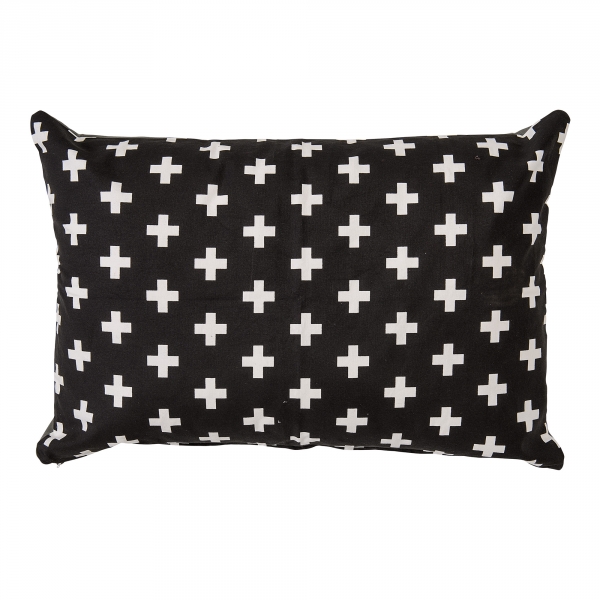 Coussin Noir  croix blanche 90 cm