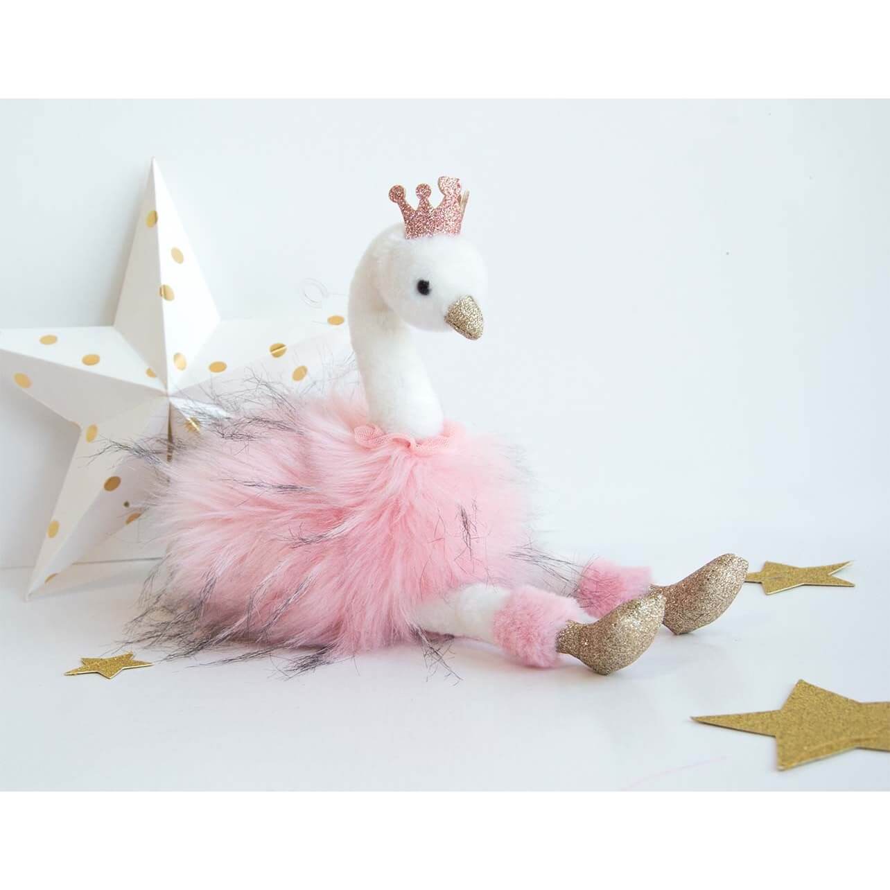 peluche cygne rose