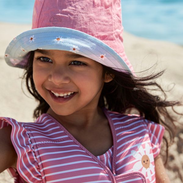 Chapeau anti UV réversible marguerite - 4-8 ans