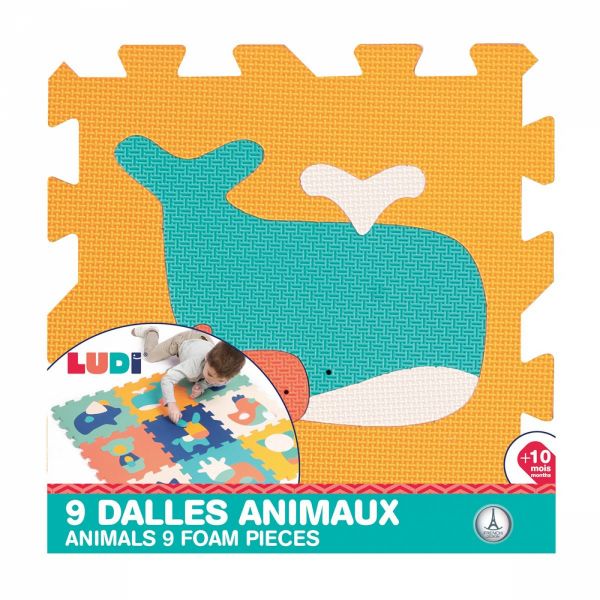 Tapis d'éveil 9 Dalles en mousse Animaux