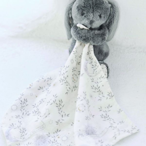 Doudou Augustin le lapin Rêve étoilé Gris