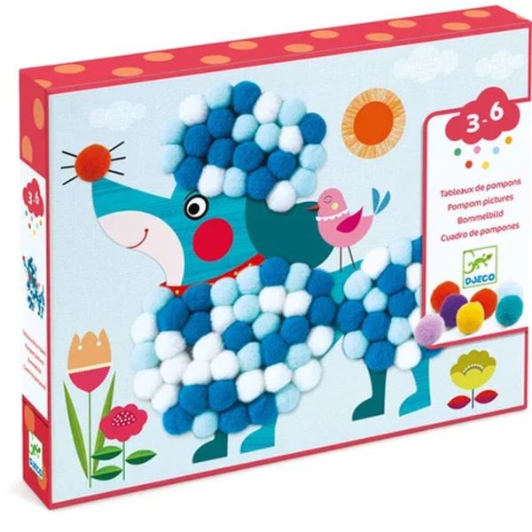 Coffret activités de collages de pompons Des chiens à caresser