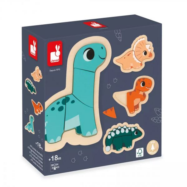 Lot de 4 puzzles évolutifs Dino