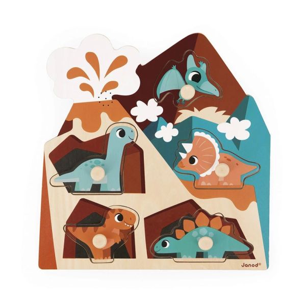 Puzzle sonore en bois enfant 5 pièces Dinosaures