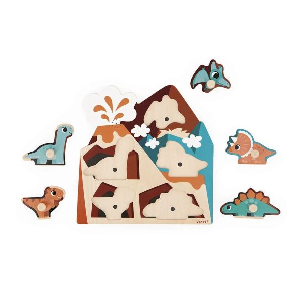 Puzzle sonore en bois enfant 5 pièces Dinosaures