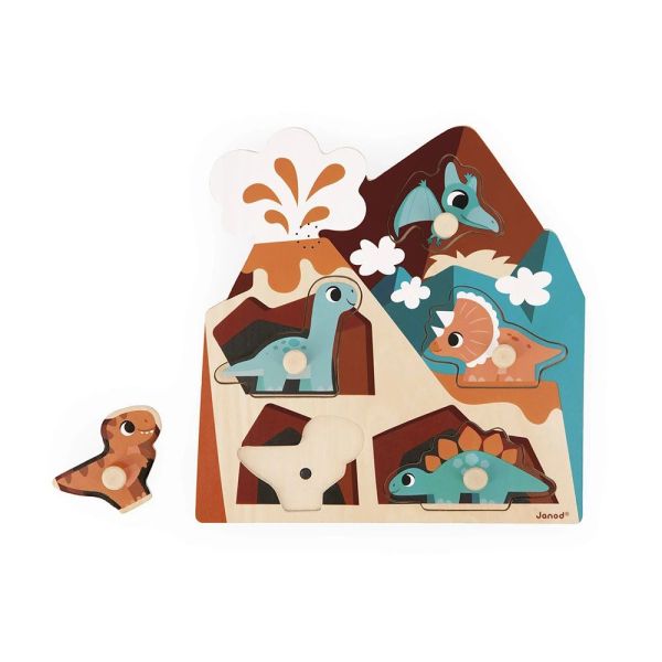 Puzzle sonore en bois enfant 5 pièces Dinosaures
