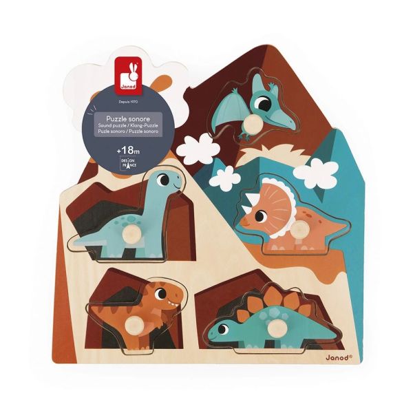 Puzzle sonore en bois enfant 5 pièces Dinosaures