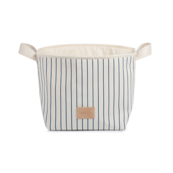 Panier Django en tissu 23 cm Blue thin stripes natural