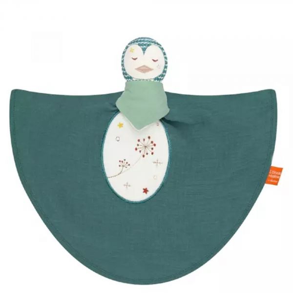 Doudou pingouin bleu céladon
