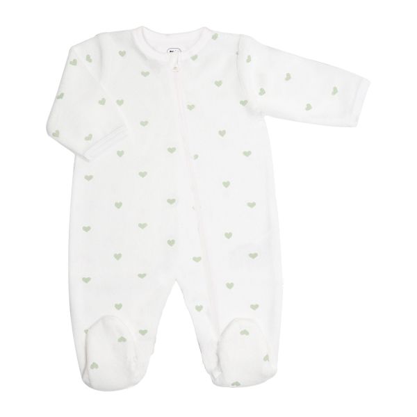 Pyjama dors-bien coton coeur vert naissance