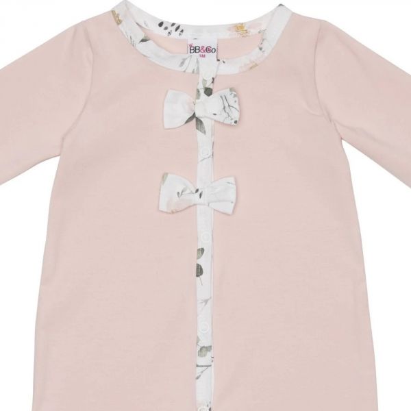 Pyjama hiver en maille bouclette blush / imprimé botanique - 12 mois