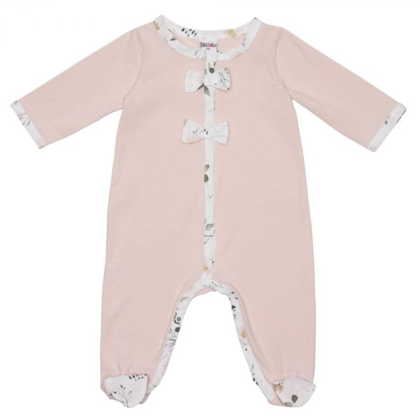 Pyjama hiver en maille bouclette blush / imprimé botanique - 12 mois