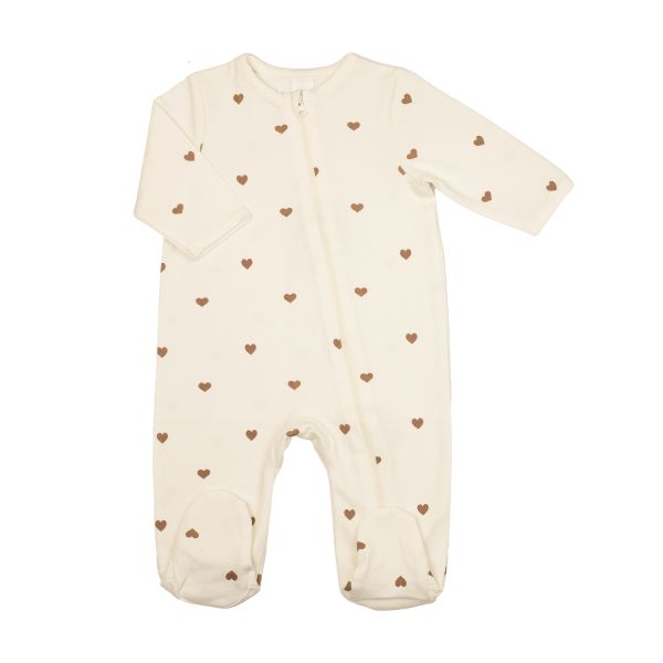 Pyjama dors-bien Coeur ecru 1 mois