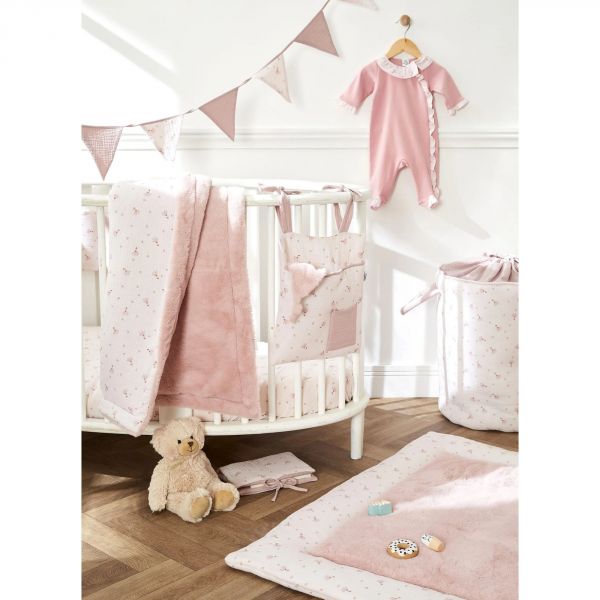 Pyjama hiver en maille bouclette rose thé avec volants - 12 mois