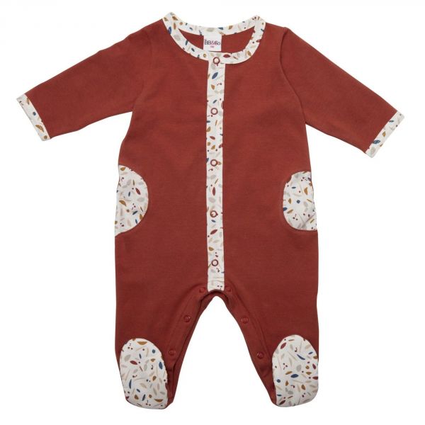Pyjama hiver en maille bouclette tomette / imprimé terrazzo - 12 mois