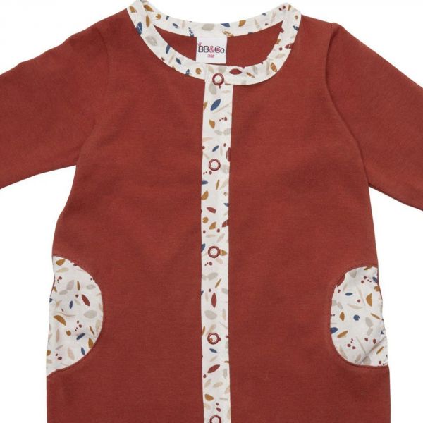 Pyjama hiver en maille bouclette tomette / imprimé terrazzo - 12 mois
