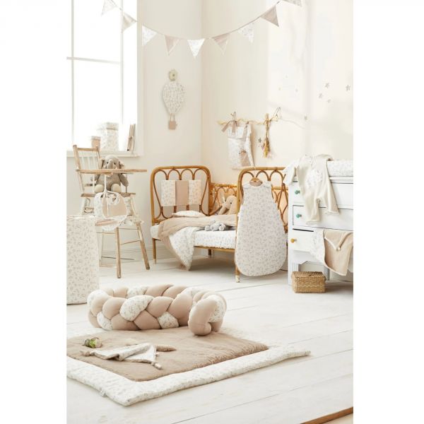 Pyjama été en coton beige / imprimé feuilles & libellules - 6 mois