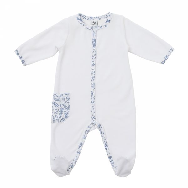 Pyjama hiver en maille bouclette velours blanc - Forêt Enchantée - 3 mois