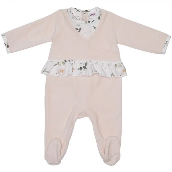Pyjama velours blush à volant - 6 mois