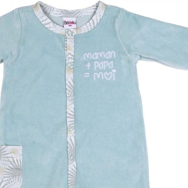 Pyjama hiver en maille bouclette Maman + papa = moi - 6 mois