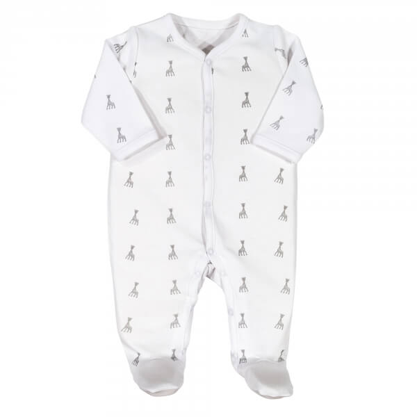 Pyjama coton Sophie la girafe 1 mois - Gris