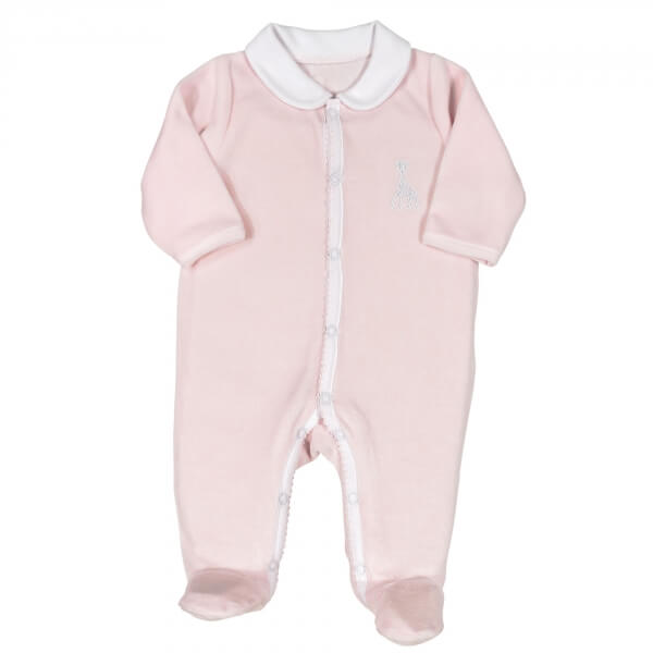 Pyjama velours Sophie la girafe 3 mois rose