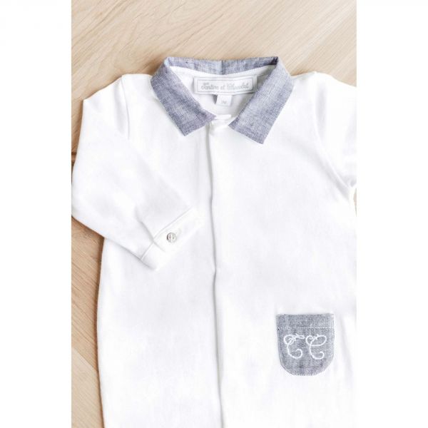 Pyjama Blanc Feuillage 3 mois