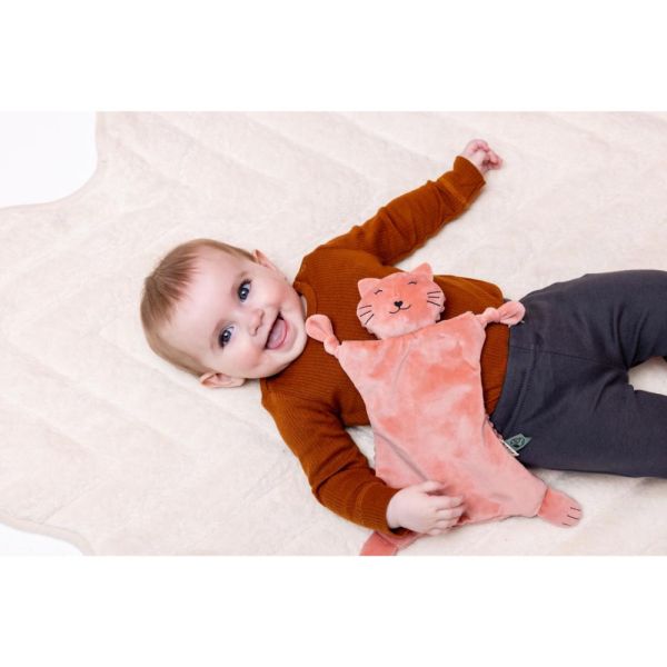 Doudou attache-tétine en velours côtelé - Mrs. Cat