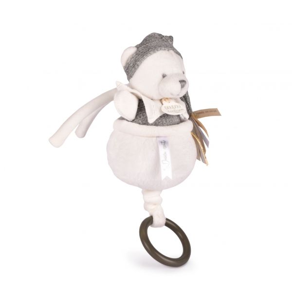 Boîte à musique Ours 20 cm Gris