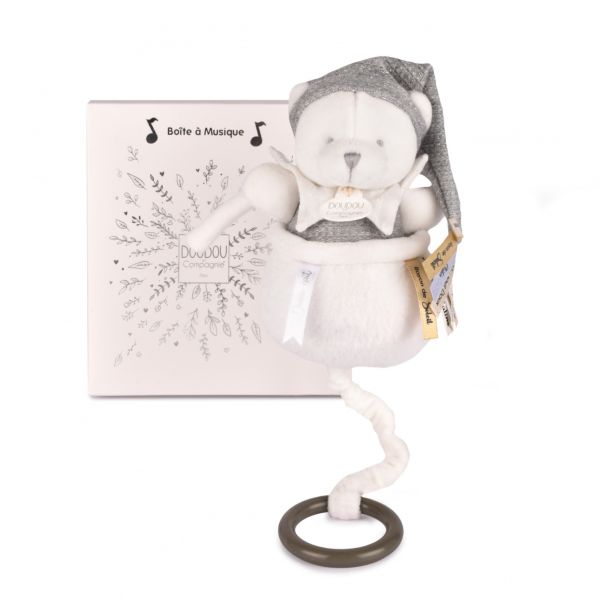 Boîte à musique Ours 20 cm Gris