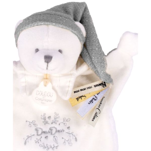 Doudou plat Ours cape 25 cm Argent