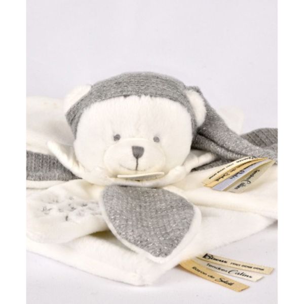 Doudou pétale plat collector Ours 25 cm Argent