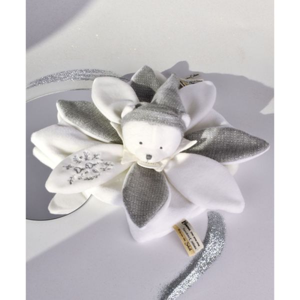 Doudou pétale plat collector Ours 25 cm Argent