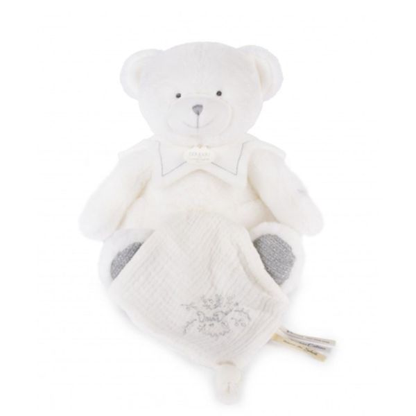 Doudou mouchoir Ours 30 cm Argent