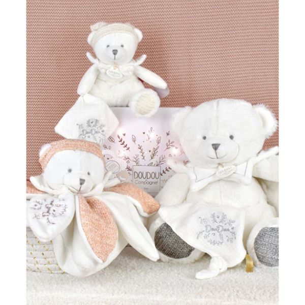 Doudou mouchoir Ours 30 cm Argent