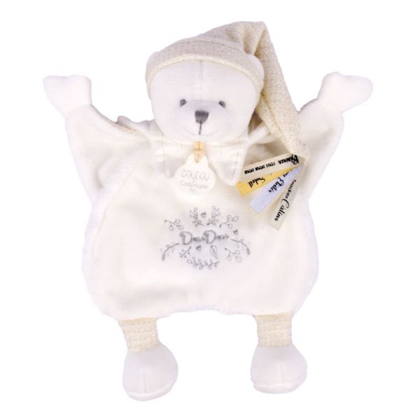 Doudou plat Ours cape 25 cm Blanc